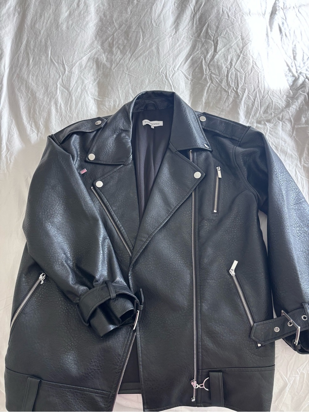 WEWOREWHAT Oversized Leather Jacket